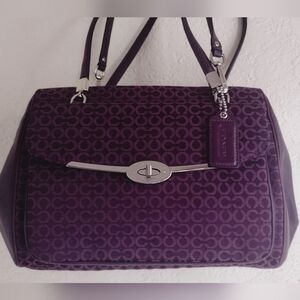 Coach Madison Madeline East West OP art needlepoint Satchel